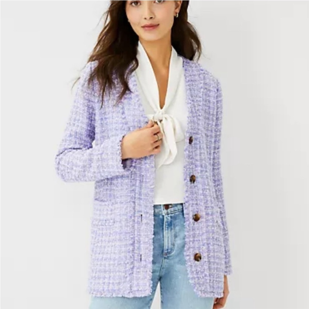 Ann Taylor Lavender Tweed Blazer Jacket